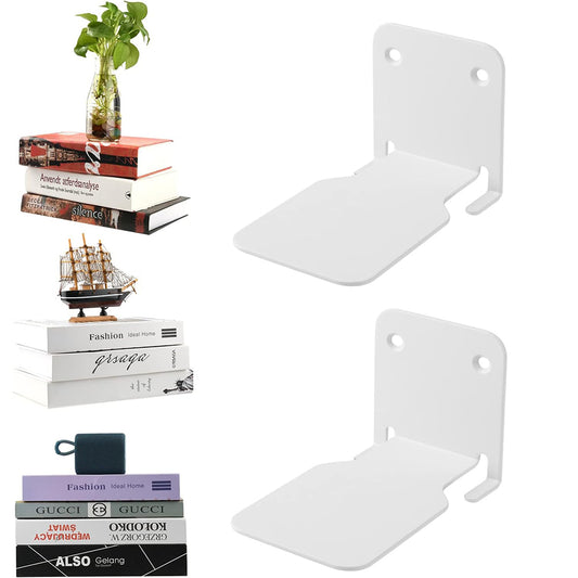 2Pcs Invisible Floating Bookshelf Wall Mounted Shelving Book Display White