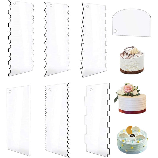 7Pcs Acrylic Cake Scraper with Hole Decorating Cake Edge Smoother Tools