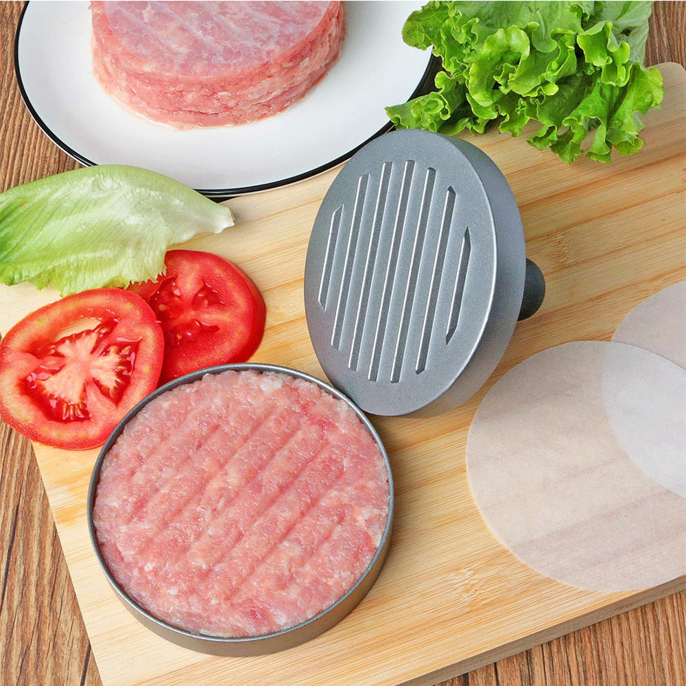Burger Press with 100Pcs Oil Blotting Paper Hamburger Maker DIY Meat BBQ Mold