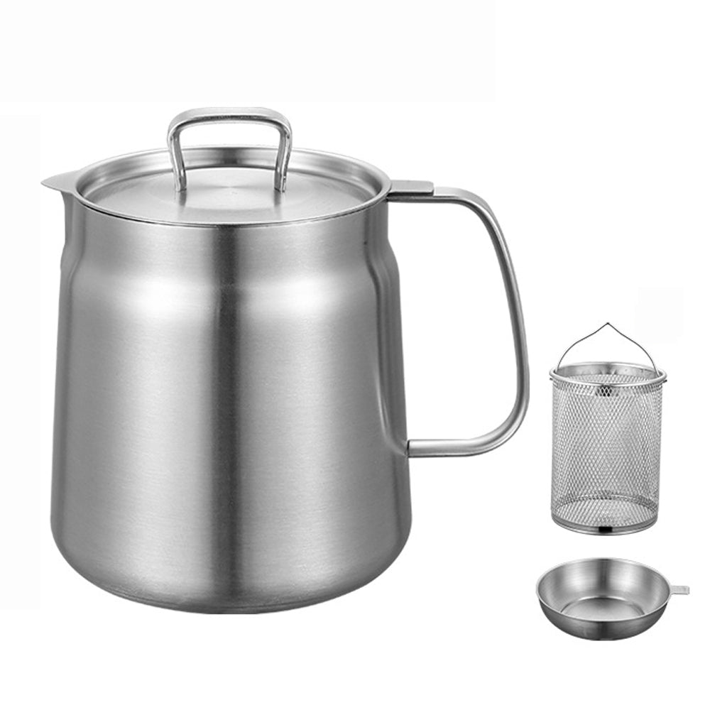 2L Mini Deep Fryer Stainless Steel Oil Filter Pot Container Home Kitchen