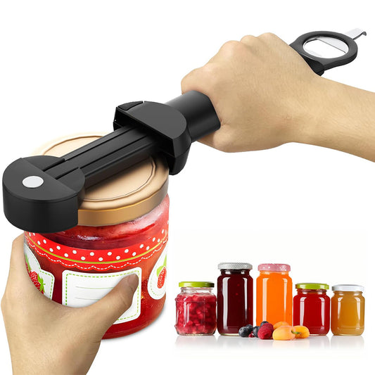 Bottle Opener Adjustable Stainless Steel Magnetic Wall Mounted Lid Gripper Black