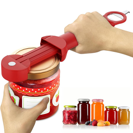 Bottle Opener Adjustable Stainless Steel Magnetic Wall Mounted Lid Gripper Red