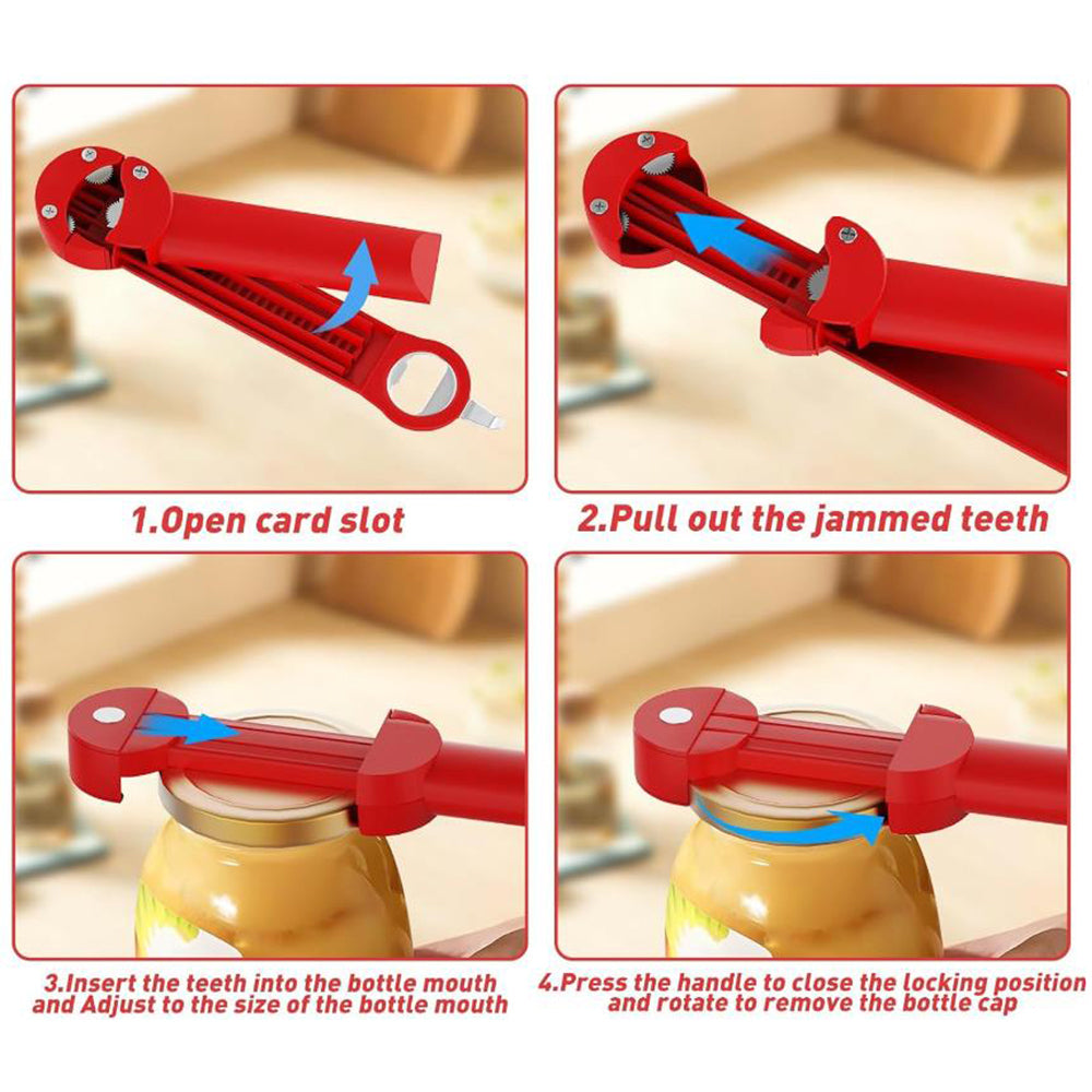 Bottle Opener Adjustable Stainless Steel Magnetic Wall Mounted Lid Gripper Red