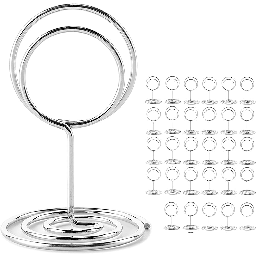 30Pcs 50mm Table Number Holder Place Card Stand Name Menu Clips Silver