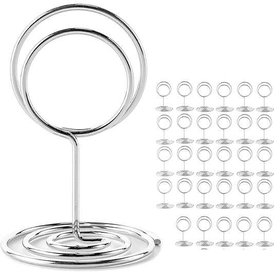 30Pcs 50mm Table Number Holder Place Card Stand Name Menu Clips Silver