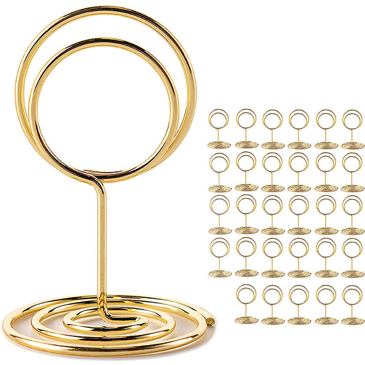 30Pcs 50mm Table Number Holder Place Card Stand Name Menu Clips Gold