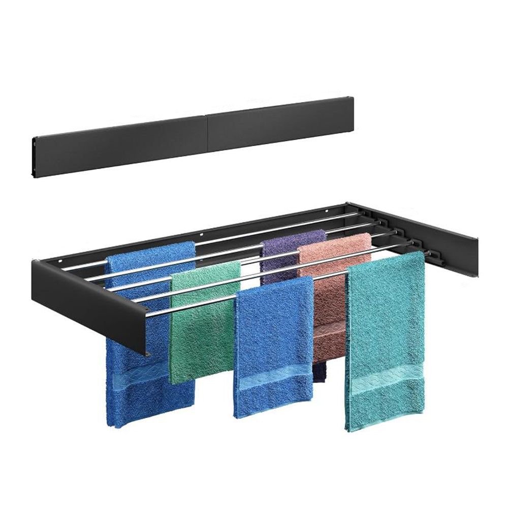 Wall Mounted Drying Rack Clothes Airer Laundry Indoor Outdoor Folding Black