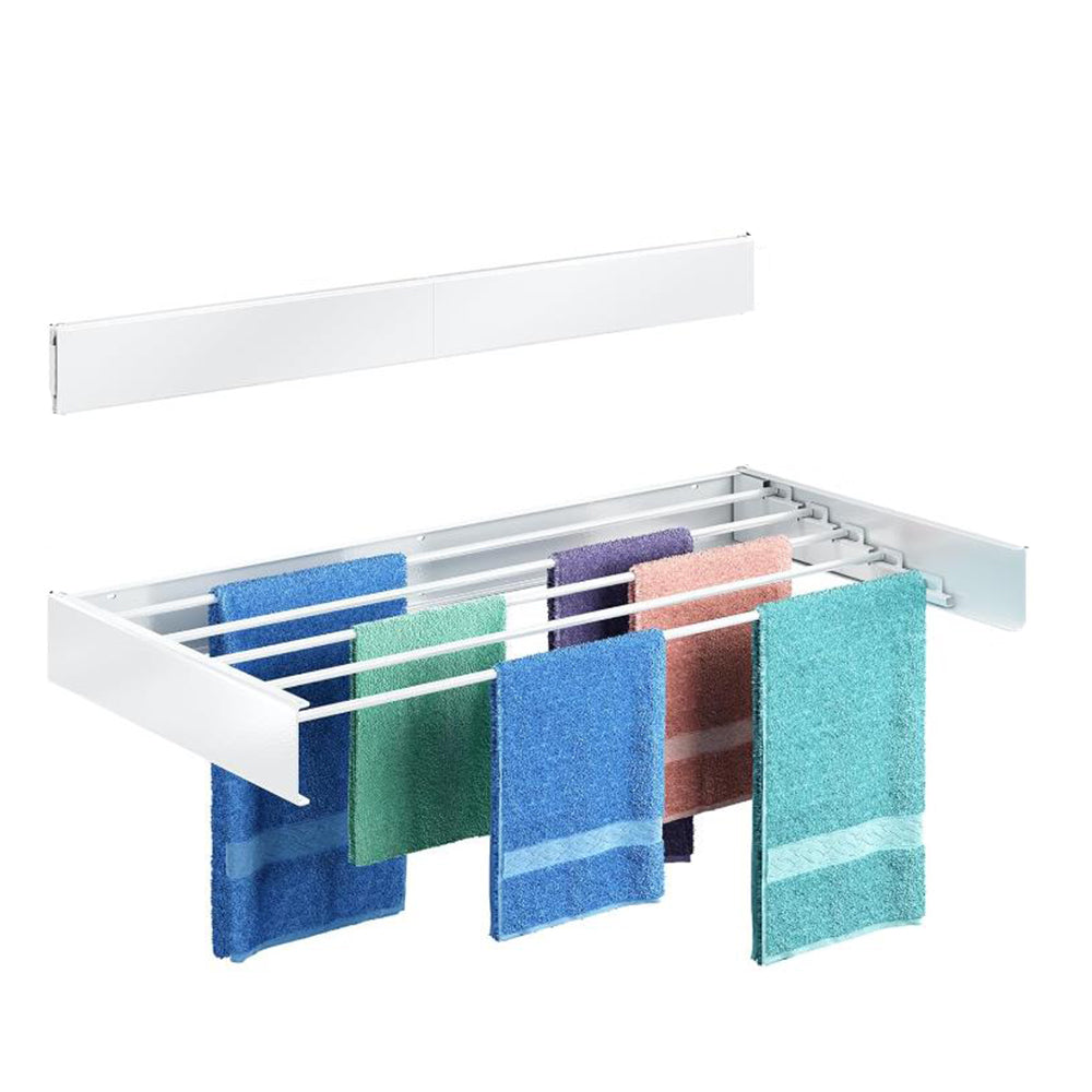 Wall Mounted Drying Rack Clothes Airer Laundry Indoor Outdoor Folding White