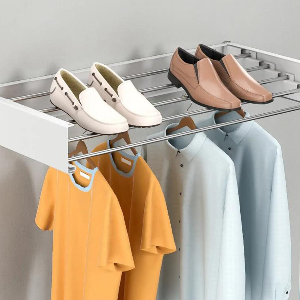 Wall Mounted Drying Rack Clothes Airer Laundry Indoor Outdoor Folding White