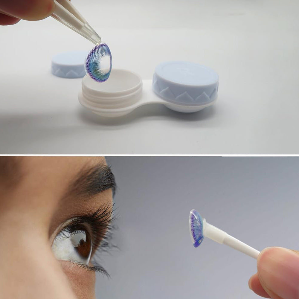 Travel Contact Lens Case with Mirror Manual Contact Lens Cleaning Machine Blue