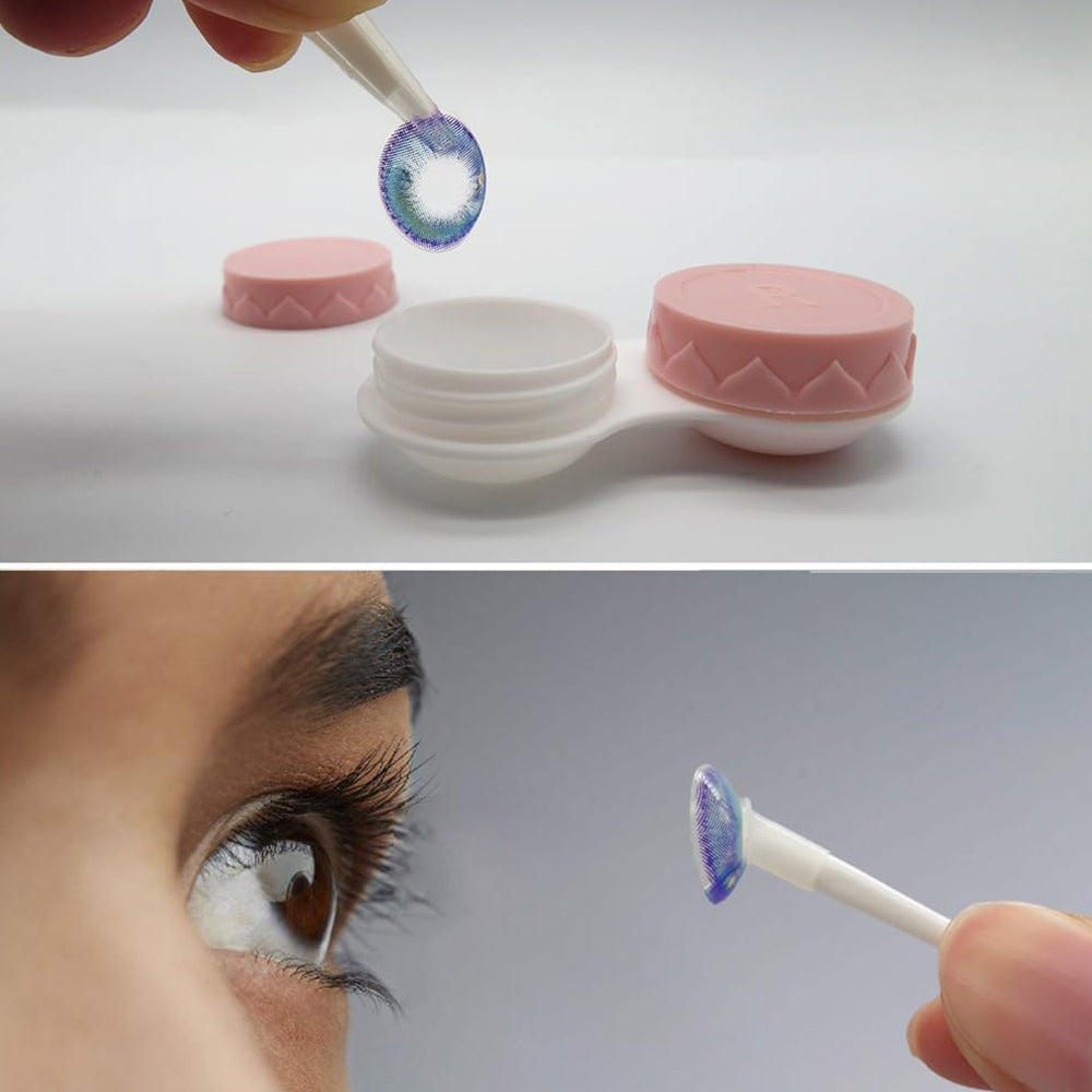 Travel Contact Lens Case with Mirror Manual Contact Lens Cleaning Machine Pink