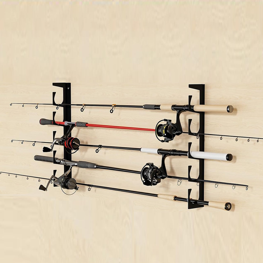 Vertical 6-Rod Storage Rod Rack Wall Mounted Fishing Rod Holder