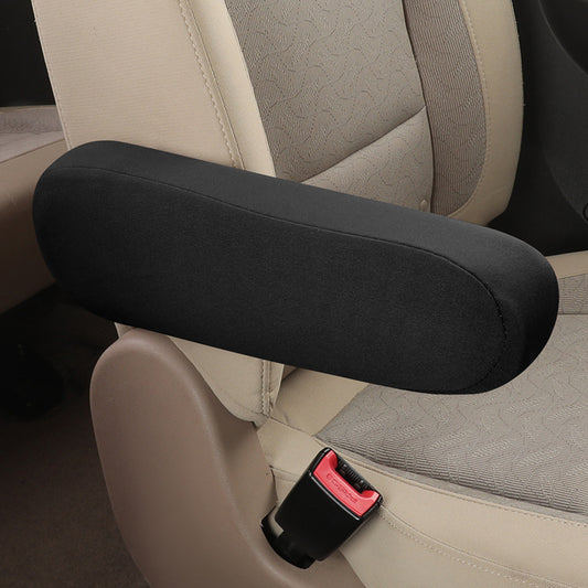 2Pcs Car Armrest Cover Elastic Fabric Car Front Seat Armrest Cover Black