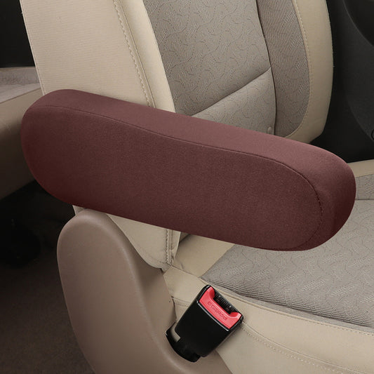 2Pcs Car Armrest Cover Elastic Fabric Car Front Seat Armrest Cover Coffee