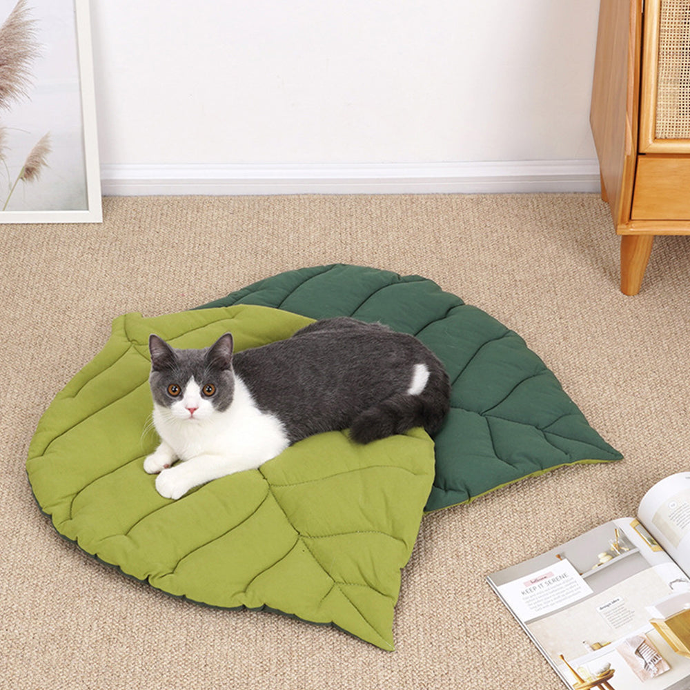 Double-Sided Leaf Shape Dog Cat Bed Mattress Cushion Soft Pad Washable