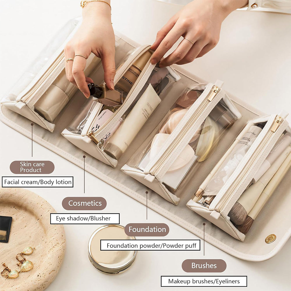 Large Capacity Travel Cosmetic Bag Makeup Organizer with Divider Pouch