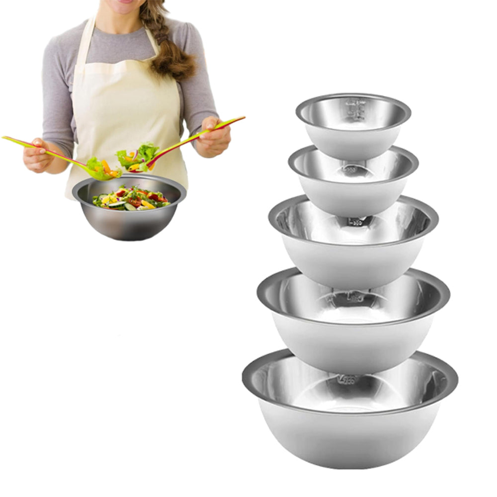 5Pcs Stainless Steel Nesting Bowl Set Polished Storage Mixing Bowl