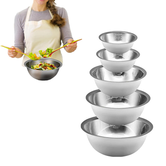 5Pcs Stainless Steel Nesting Bowl Set Polished Storage Mixing Bowl