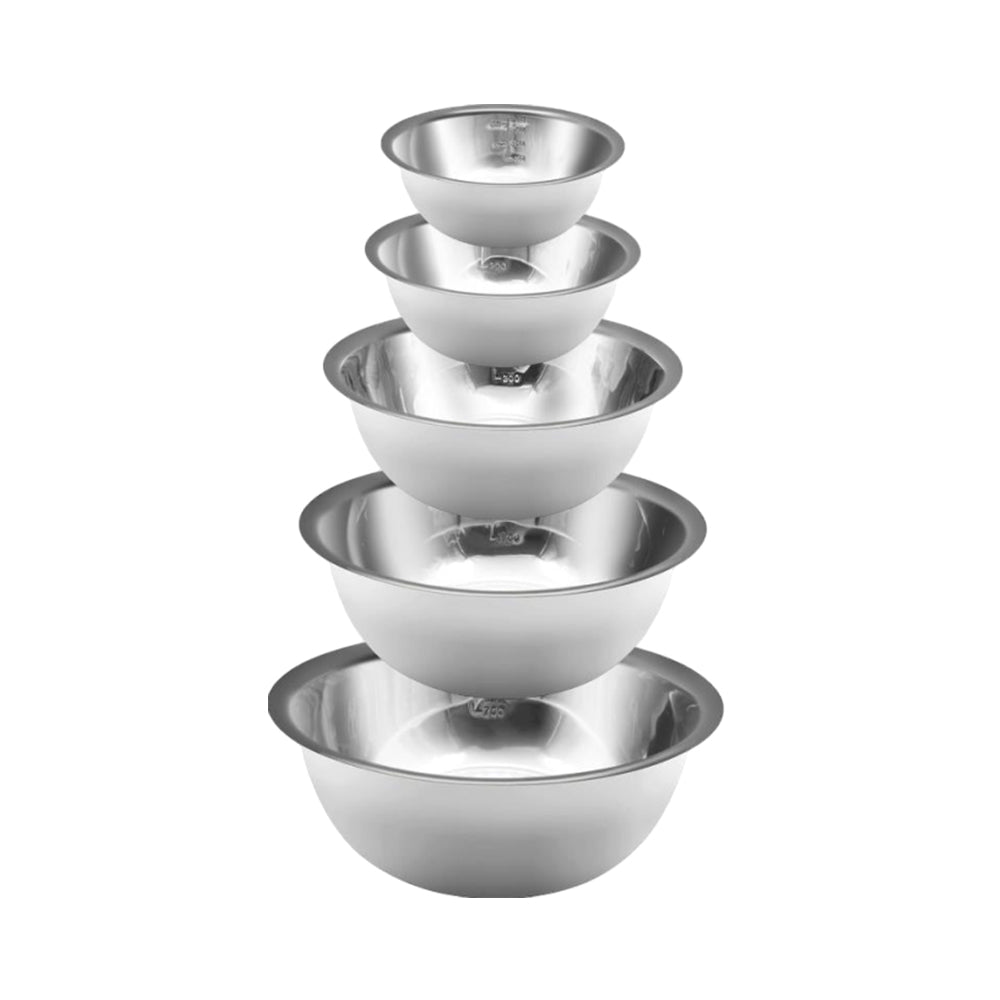 5Pcs Stainless Steel Nesting Bowl Set Polished Storage Mixing Bowl
