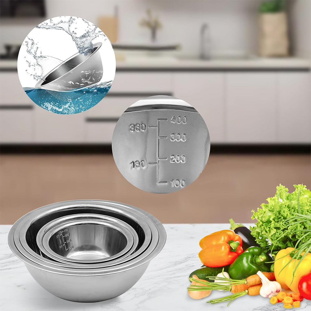 5Pcs Stainless Steel Nesting Bowl Set Polished Storage Mixing Bowl