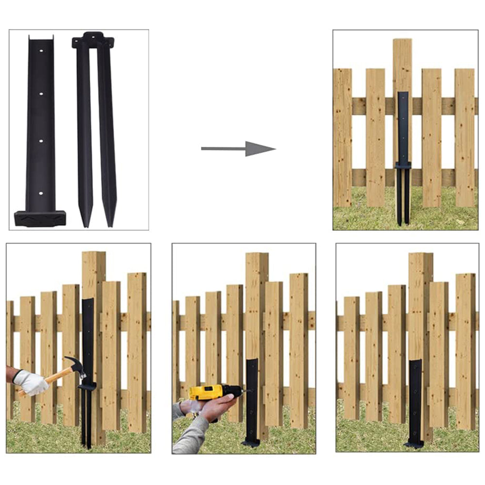 2Pcs Fence Post Anchor Kit Ground Spike Anchor Kit Fence Post Repair Stakes