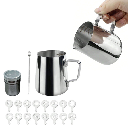 350ml Stainless Steel Frothing Pitcher Milk Frothing Jug Set Espresso Coffee Set