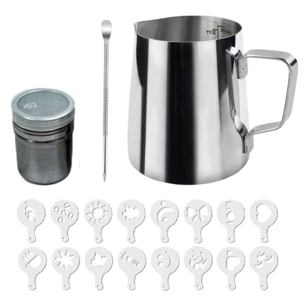 350ml Stainless Steel Frothing Pitcher Milk Frothing Jug Set Espresso Coffee Set