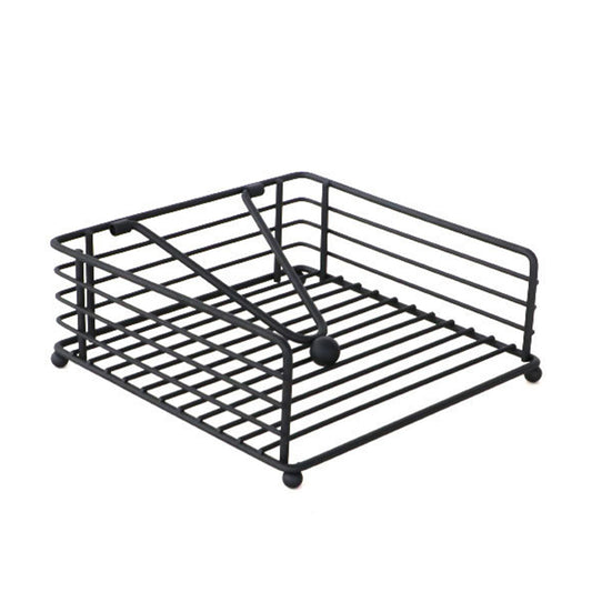 Metal Square Paper Napkin Holder Flat Napkin Dispenser with Weighted Arm