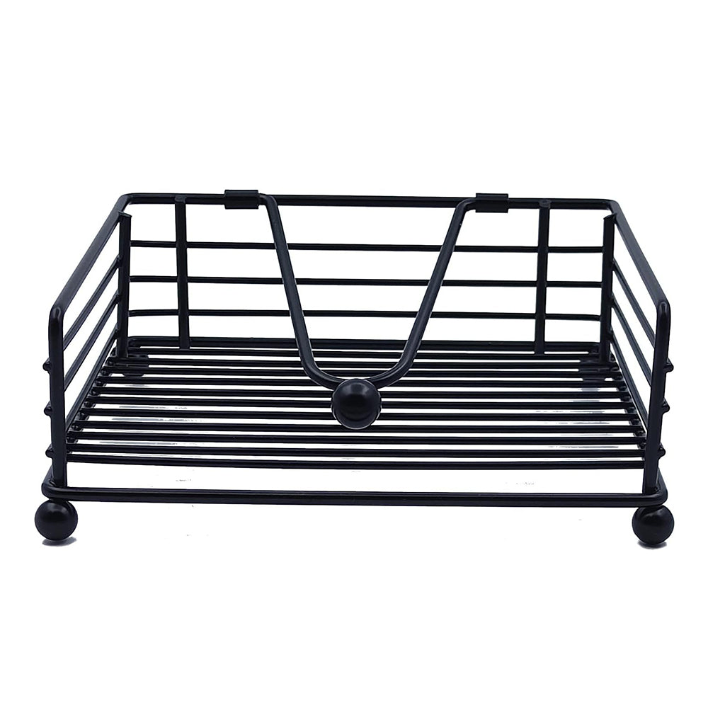 Metal Square Paper Napkin Holder Flat Napkin Dispenser with Weighted Arm