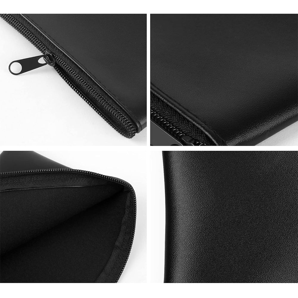 2Pcs PU Bank Deposit Money Bags with Zipper Security Cash Pouch Organizer Black