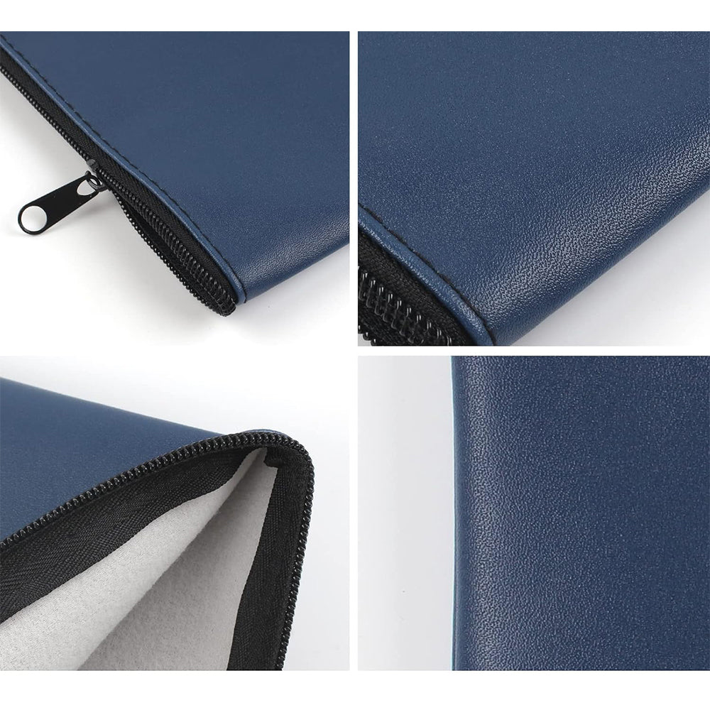 2Pcs PU Bank Deposit Money Bags with Zipper Security Cash Pouch Black Navy