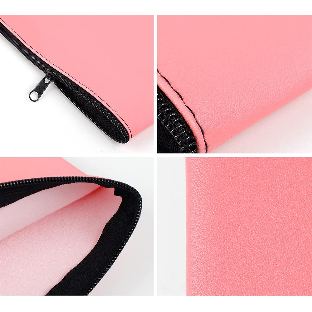 2Pcs PU Bank Deposit Money Bags with Zipper Security Cash Pouch Black Pink
