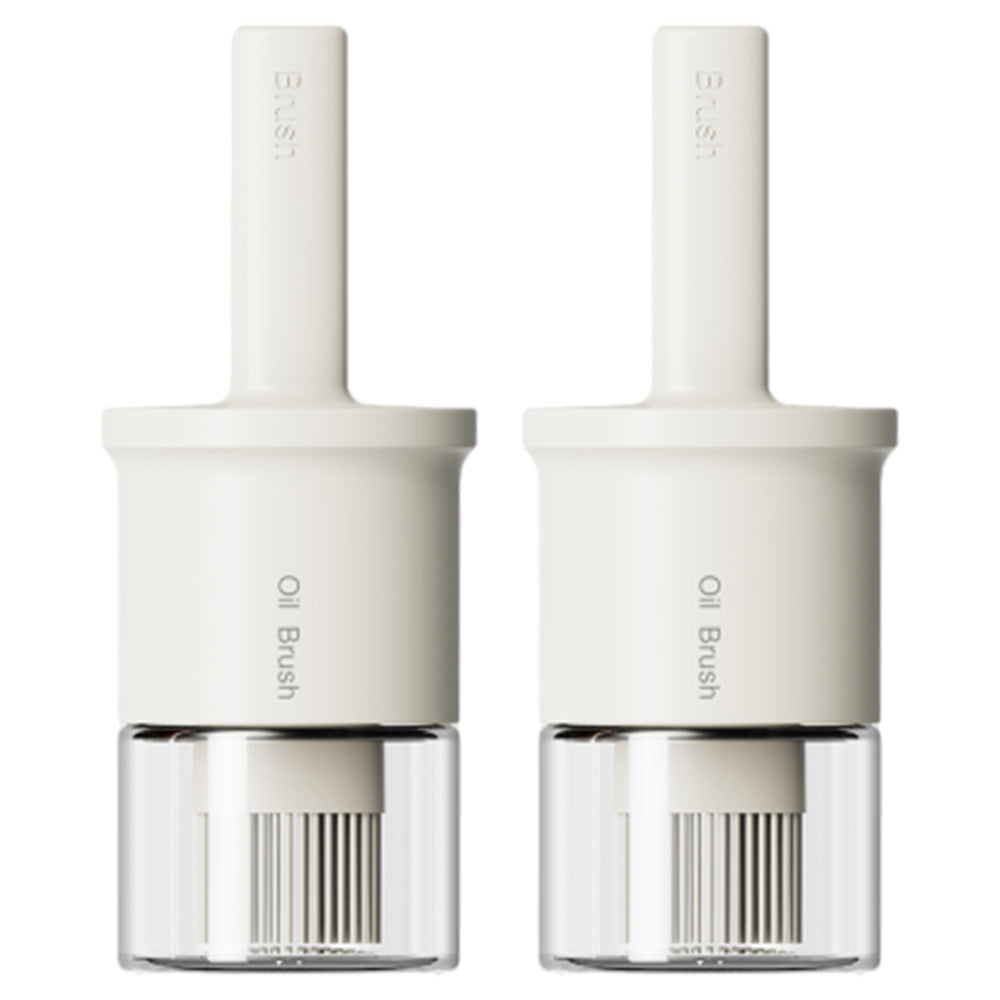 2Pcs Glass Oil Dispenser Bottle with Heat Resistant Silicone Basting Brush White