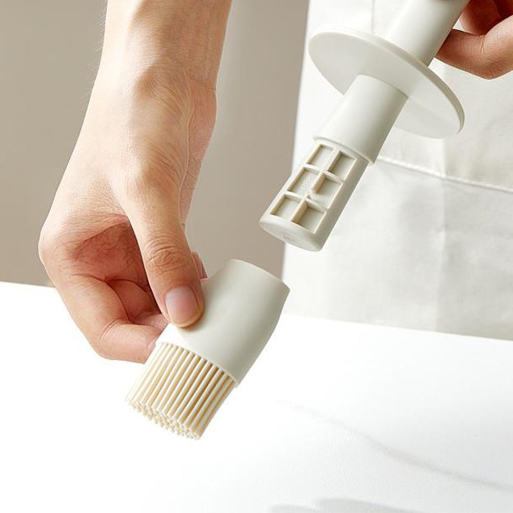 2Pcs Glass Oil Dispenser Bottle with Heat Resistant Silicone Basting Brush White
