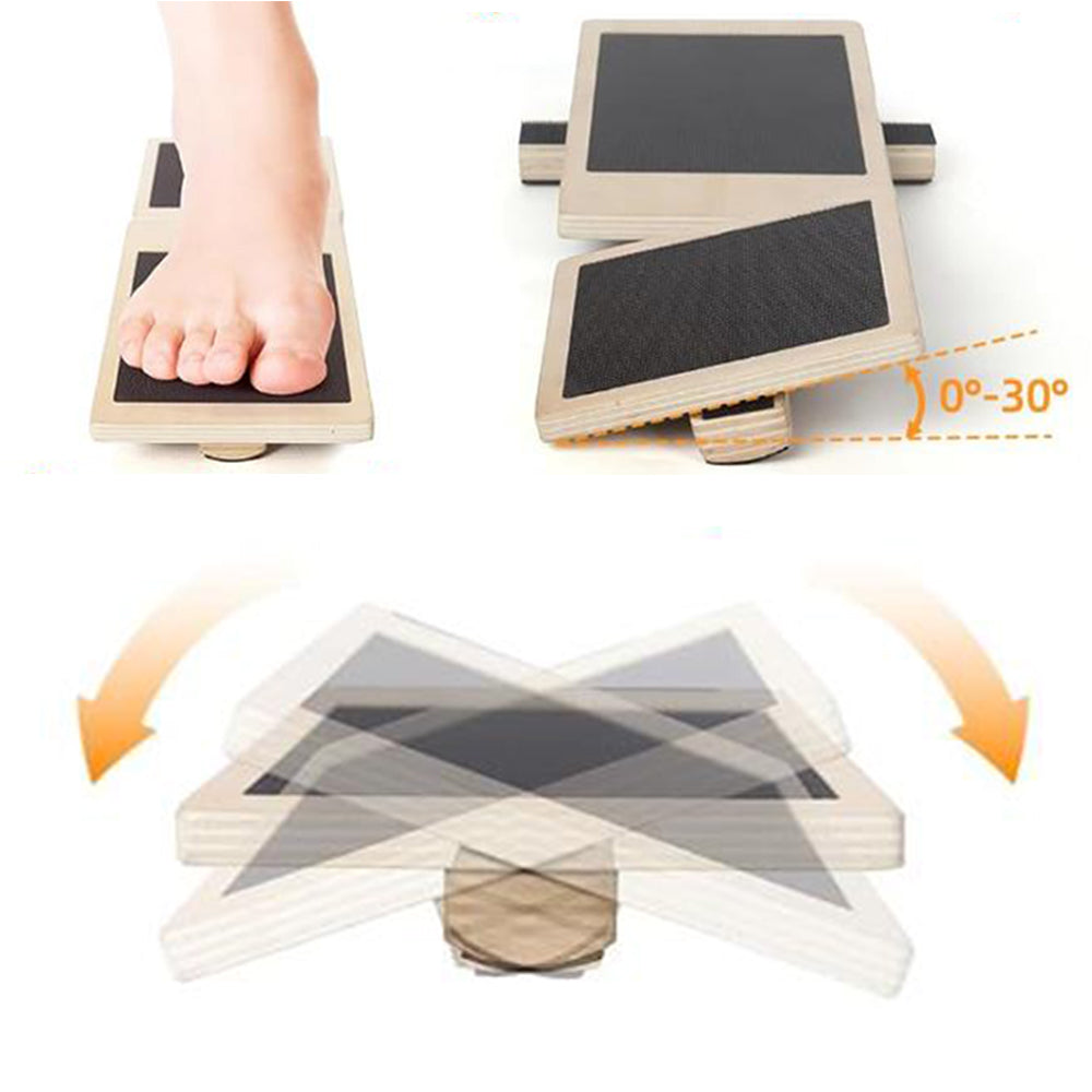 2Pcs Wooden Ankle Balance Board Non-Slip Foot Strengthener Trainer Wobble Board