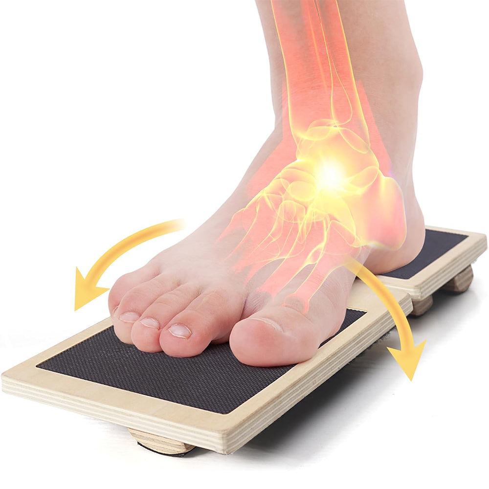2Pcs Wooden Ankle Balance Board Non-Slip Foot Strengthener Trainer Wobble Board