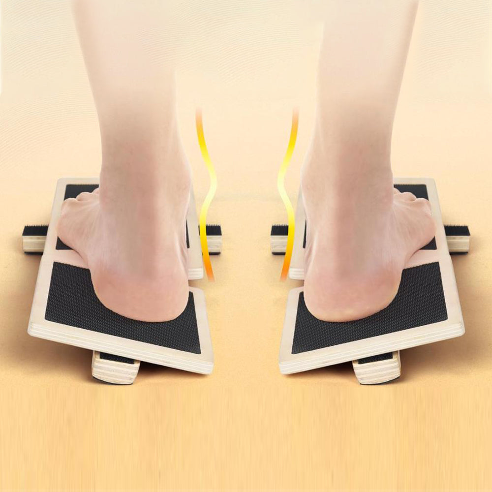 2Pcs Wooden Ankle Balance Board Non-Slip Foot Strengthener Trainer Wobble Board