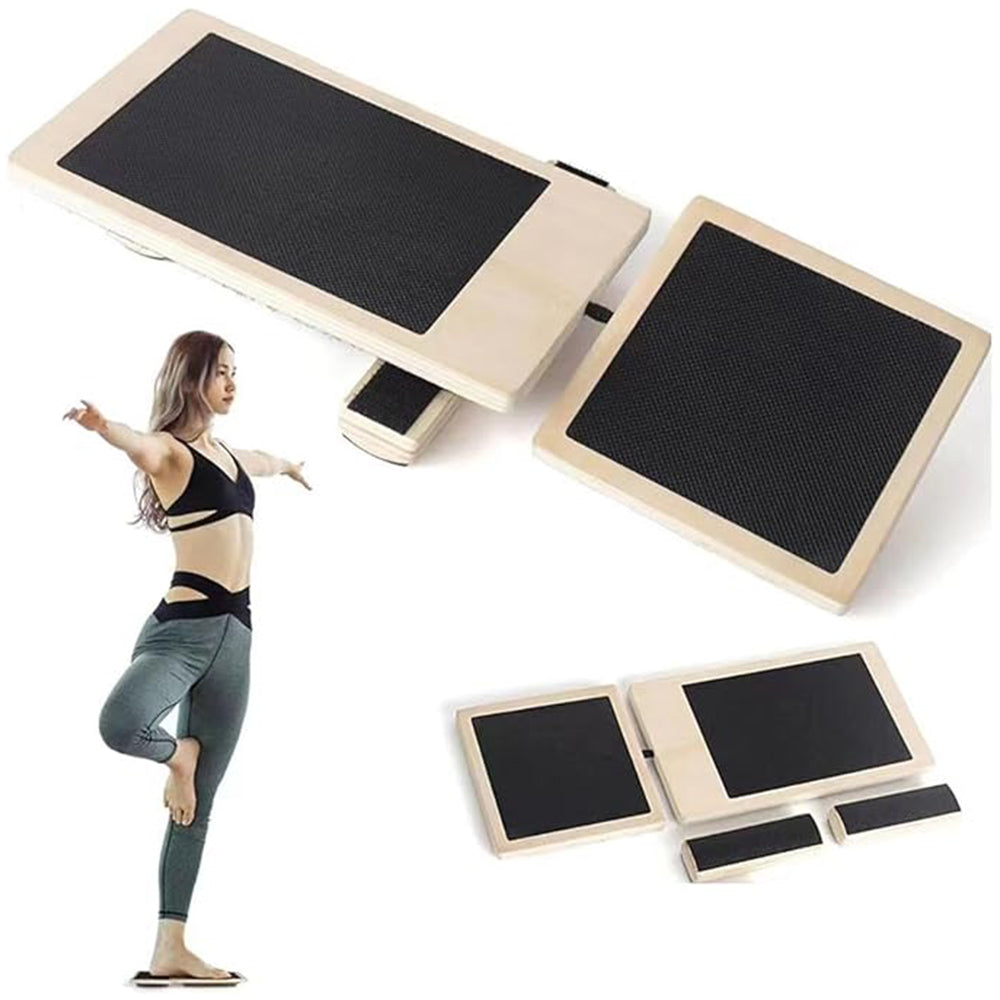 2Pcs Wooden Ankle Balance Board Non-Slip Foot Strengthener Trainer Wobble Board