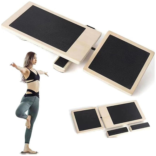 2Pcs Wooden Ankle Balance Board Non-Slip Foot Strengthener Trainer Wobble Board