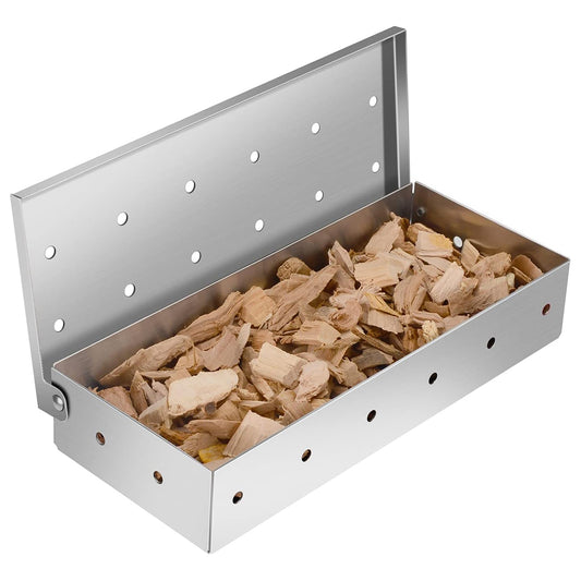 Stainless Steel Smoke Box Barbecue Smoking Tray Wood Chip Smoker Grill Tool Box