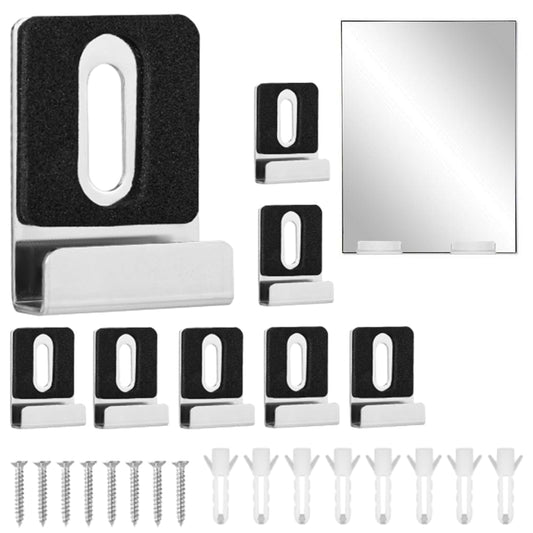 8Pcs Metal Mirror Holder Kit Spring Loaded Mirror Wall Mount Hanger Clips Set