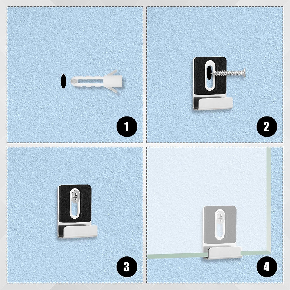 8Pcs Metal Mirror Holder Kit Spring Loaded Mirror Wall Mount Hanger Clips Set