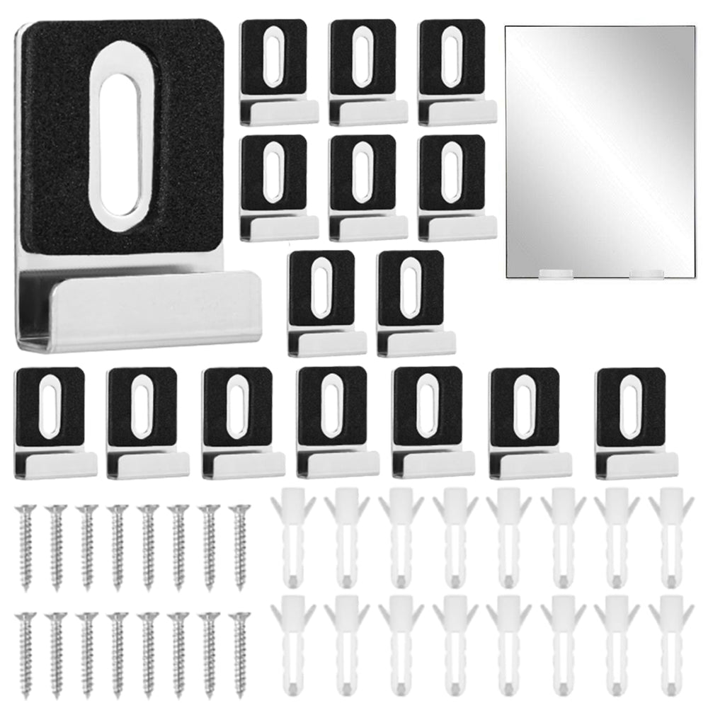 16Pcs Metal Mirror Holder Kit Spring Loaded Mirror Wall Mount Hanger Clips Set