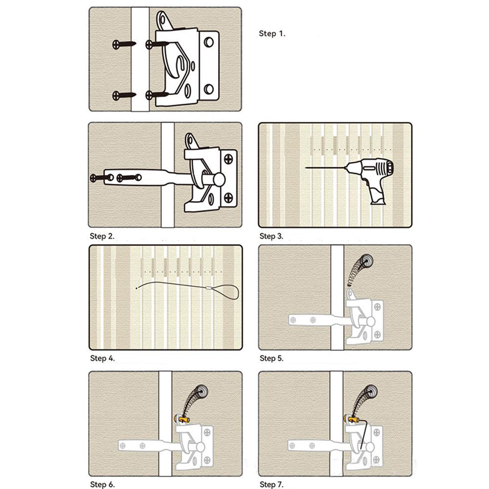 2Pcs Self-Locking Fence Gate Latch Post Mount with Spring Cable Pull