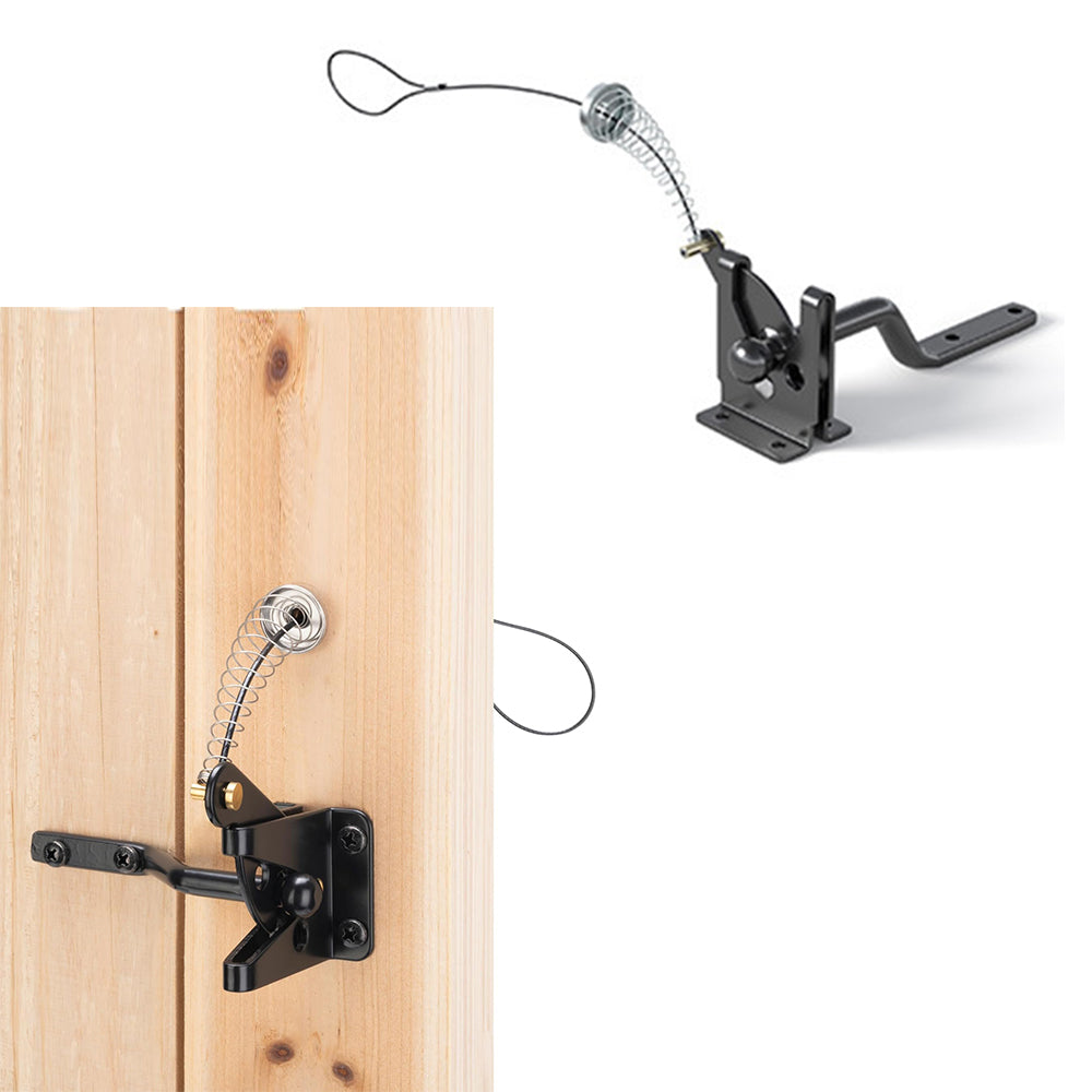 2Pcs Self-Locking Fence Gate Latch Post Mount with Spring Cable Pull
