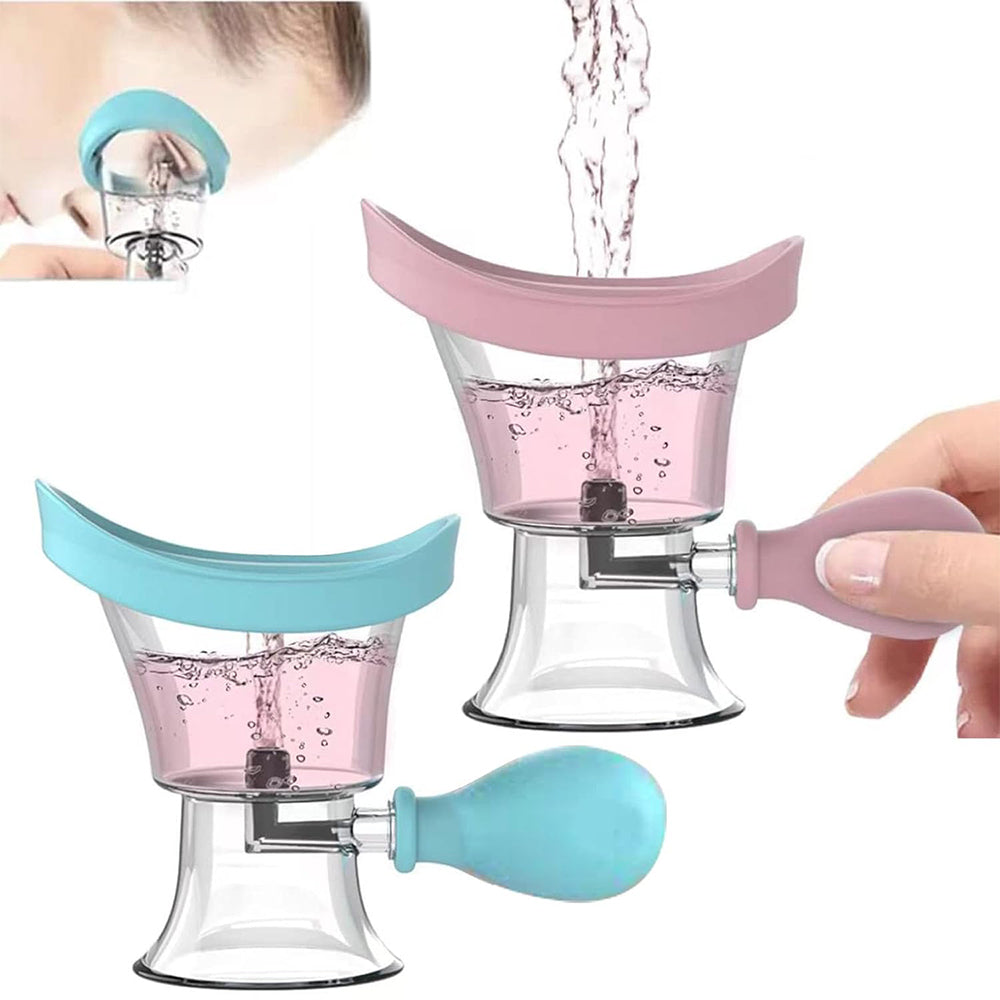 2Pcs Manual Air Pressure Eye Cleaning Cup Clear Silicone Eye Wash Cup Cleaner