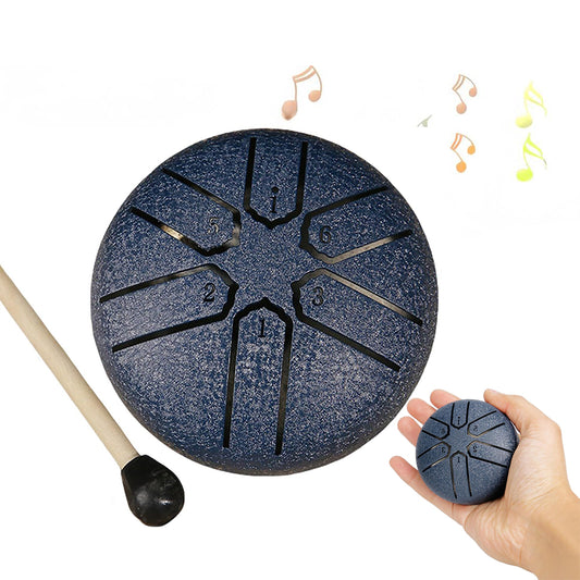 3 Inches 6 Notes Rain Drum Steel Tongue Drum Rain Chime Chakra Drum Dark Blue