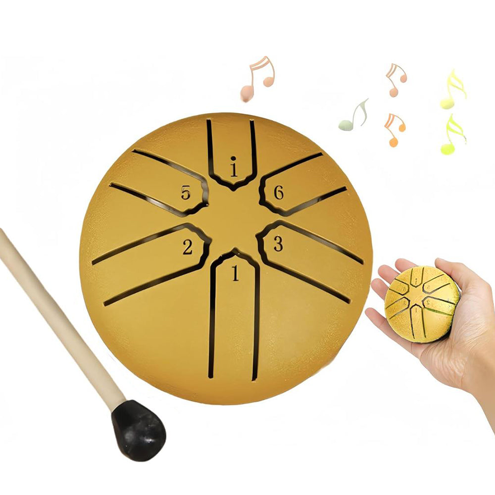 3 Inches 6 Notes Rain Drum Steel Tongue Drum Rain Chime Chakra Drum Gold