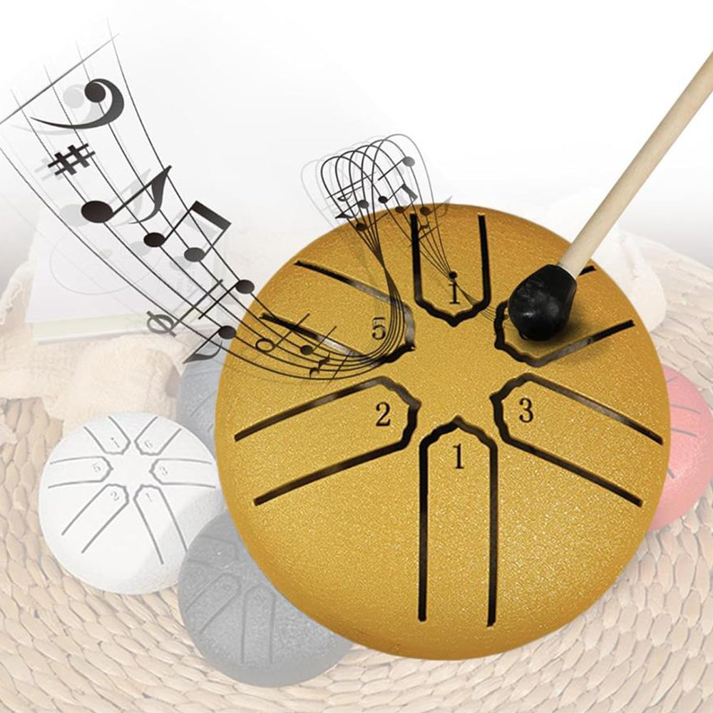 3 Inches 6 Notes Rain Drum Steel Tongue Drum Rain Chime Chakra Drum Gold