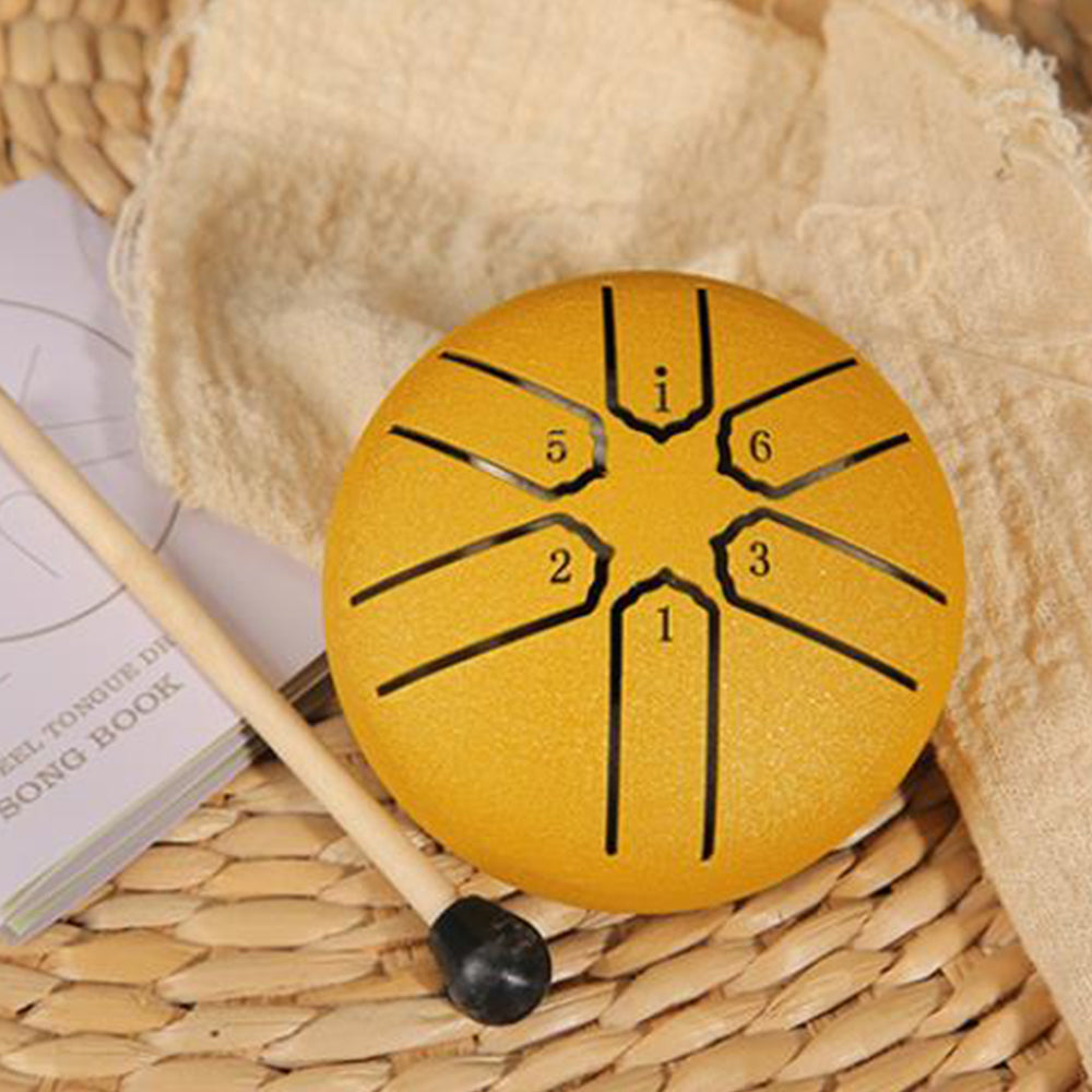 3 Inches 6 Notes Rain Drum Steel Tongue Drum Rain Chime Chakra Drum Gold